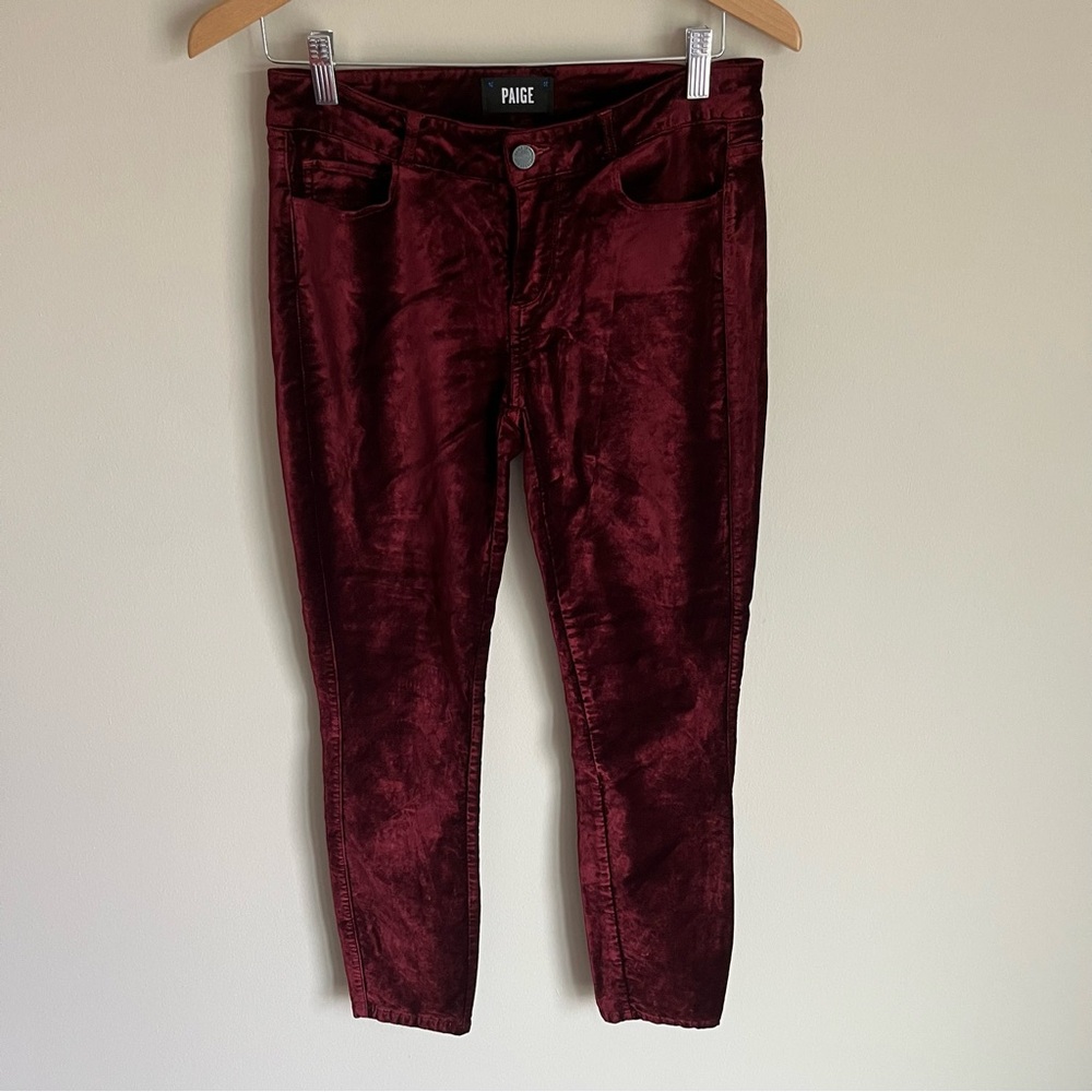 Paige Women's Verdugo Ankle Pants Size 28 Red Velvet Rocker Whimsy Gothic Emo
